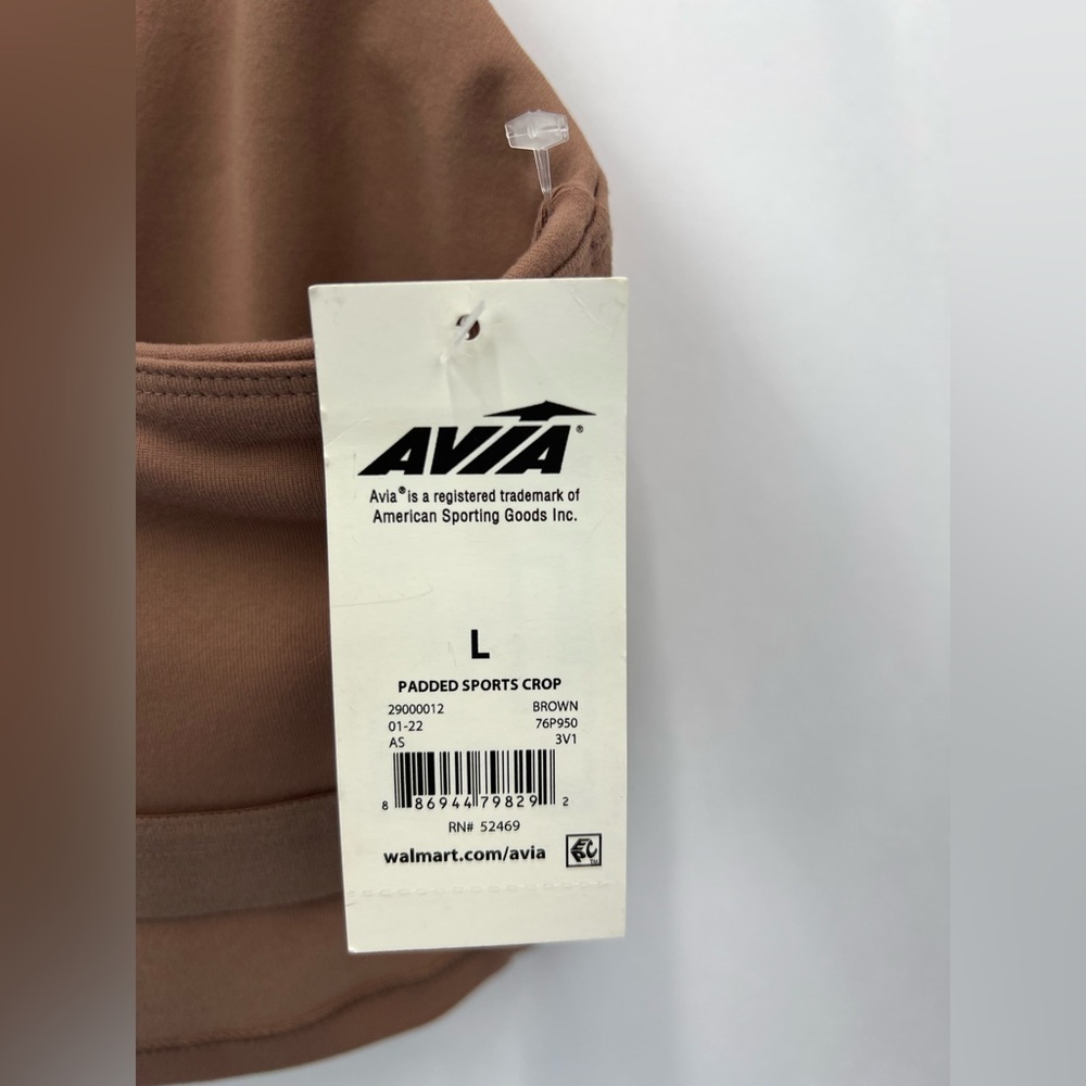 Avia Low Impact Sports Crop with Shelf Bra and Removable Pads in a brown NEW - Picture 4 of 9
